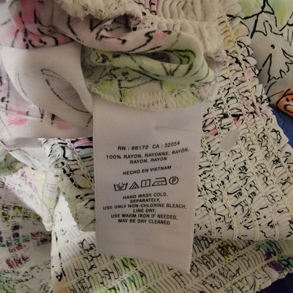 Anthropologie White Multicolor MAEVE Rosa Numbers Floral Animal Top Sz S - Picture 6 of 7